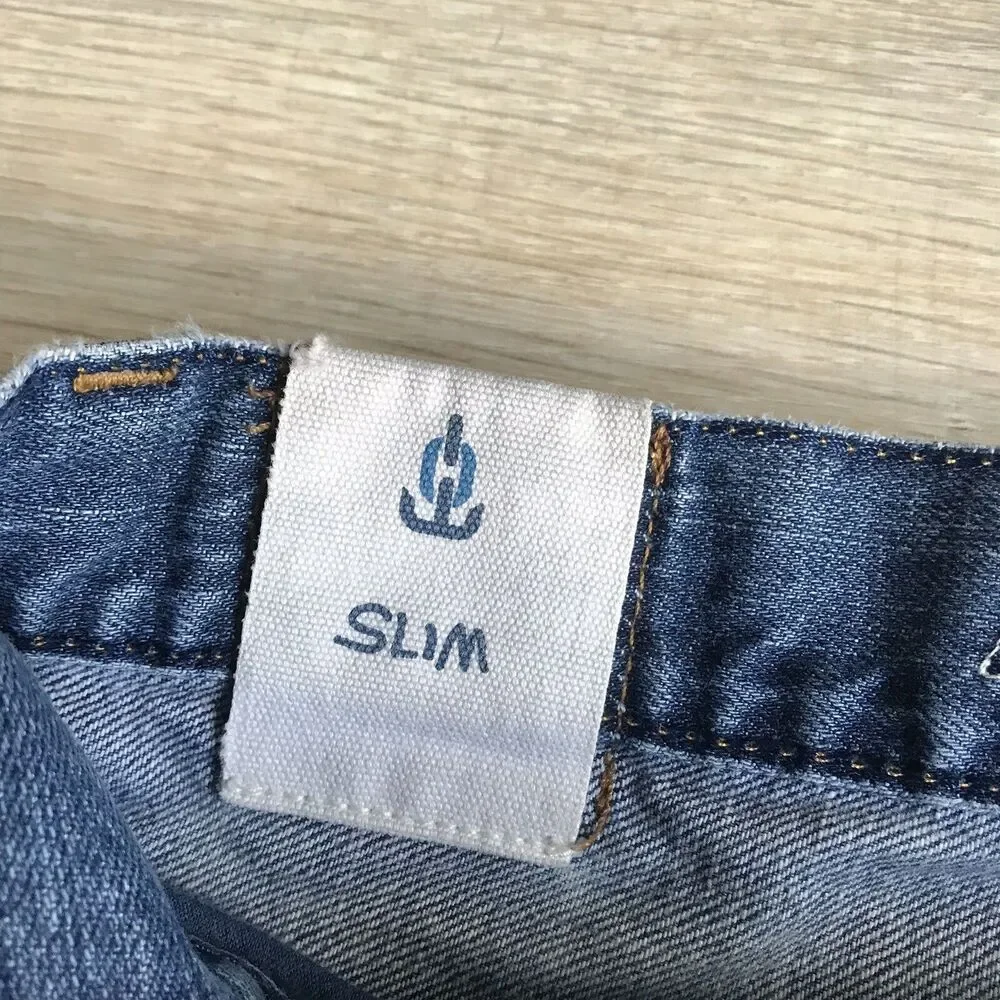 Anchor Blue Distressed Blue Jeans Mens Sz 30 x 32 Slim Fit